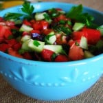 Mediterranean Salad in blue bowl