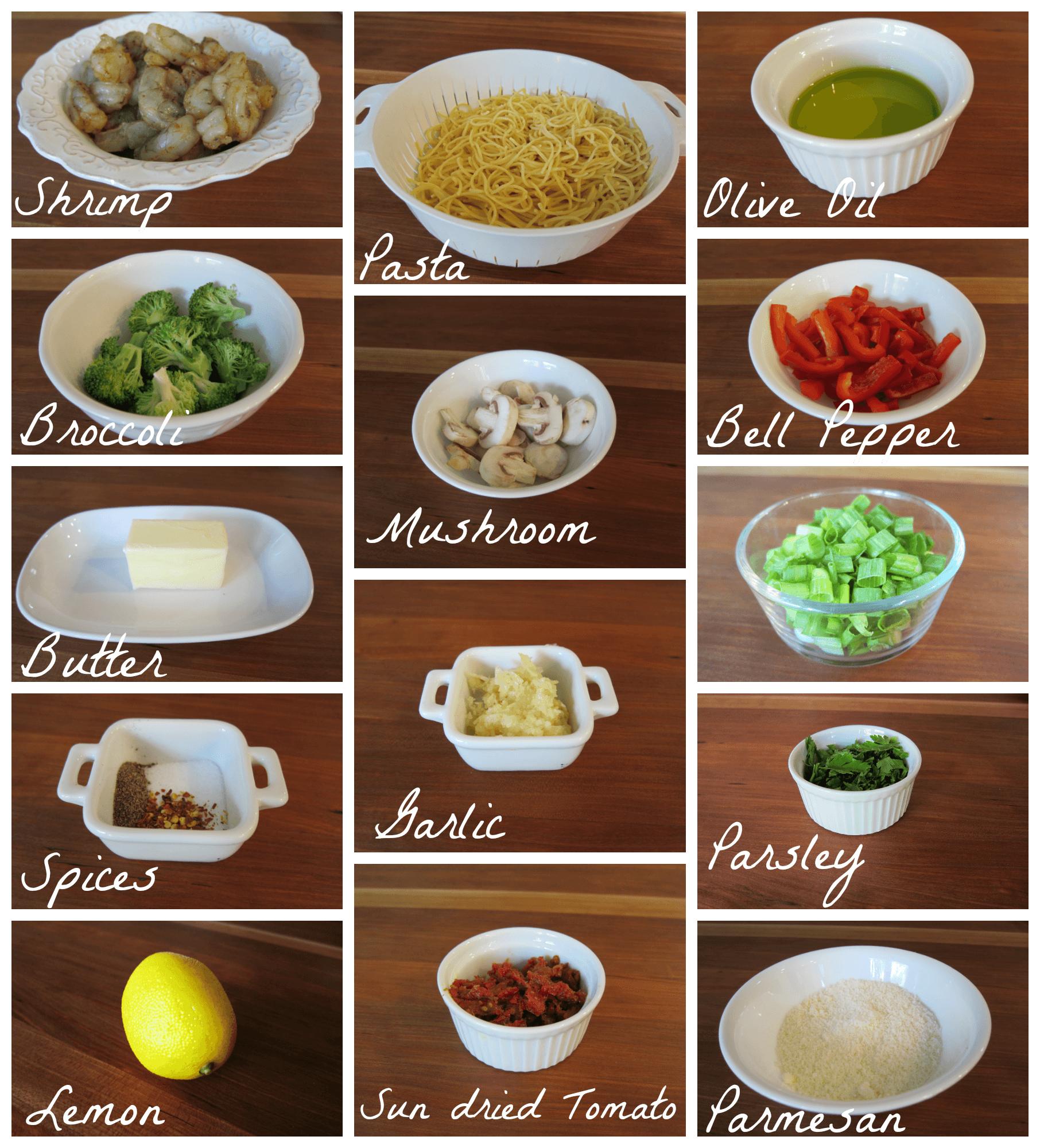 Garlic Shrimp Pasta Ingredients