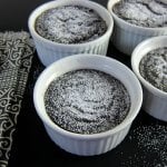 Instant Pot chocolate lava cakes in ramekins sprinkled with powdered sugar - Paint the Kitchen Red