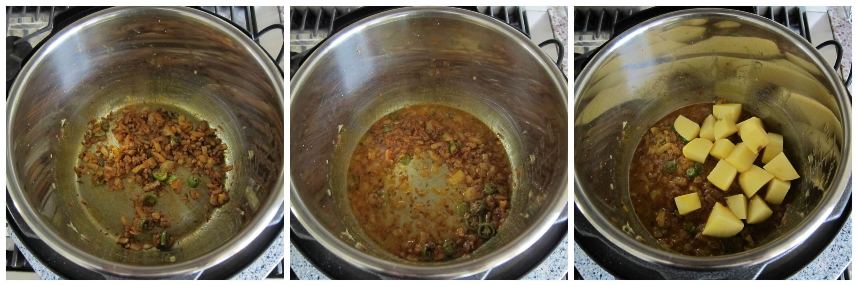 Instant Pot Aloo Gobi - saute spices, add potatoes