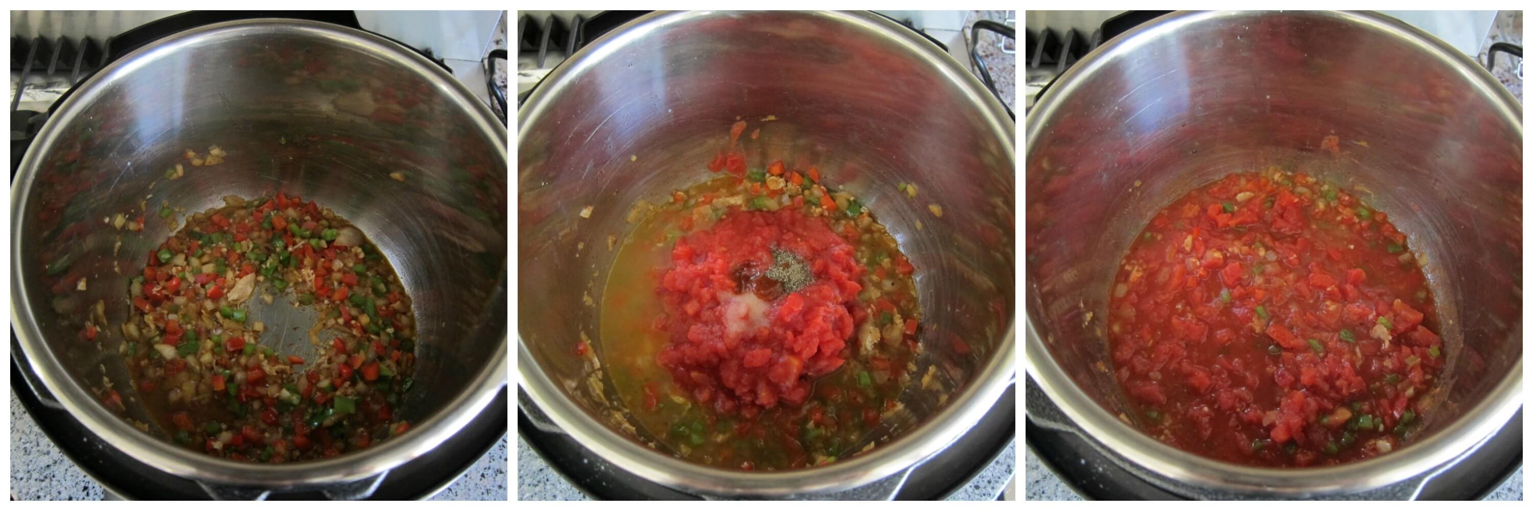 Add tomatoes to onion mixture