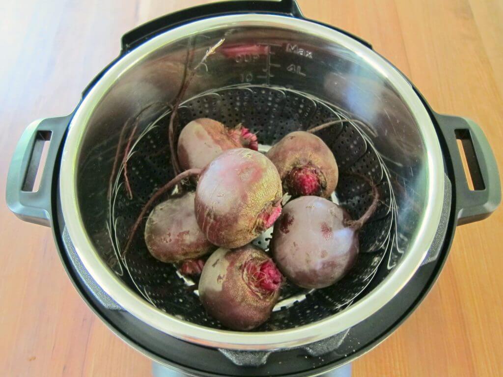 Instant Pot Beet Salad Beets in Inner Pot- Paint the Kitchen Red