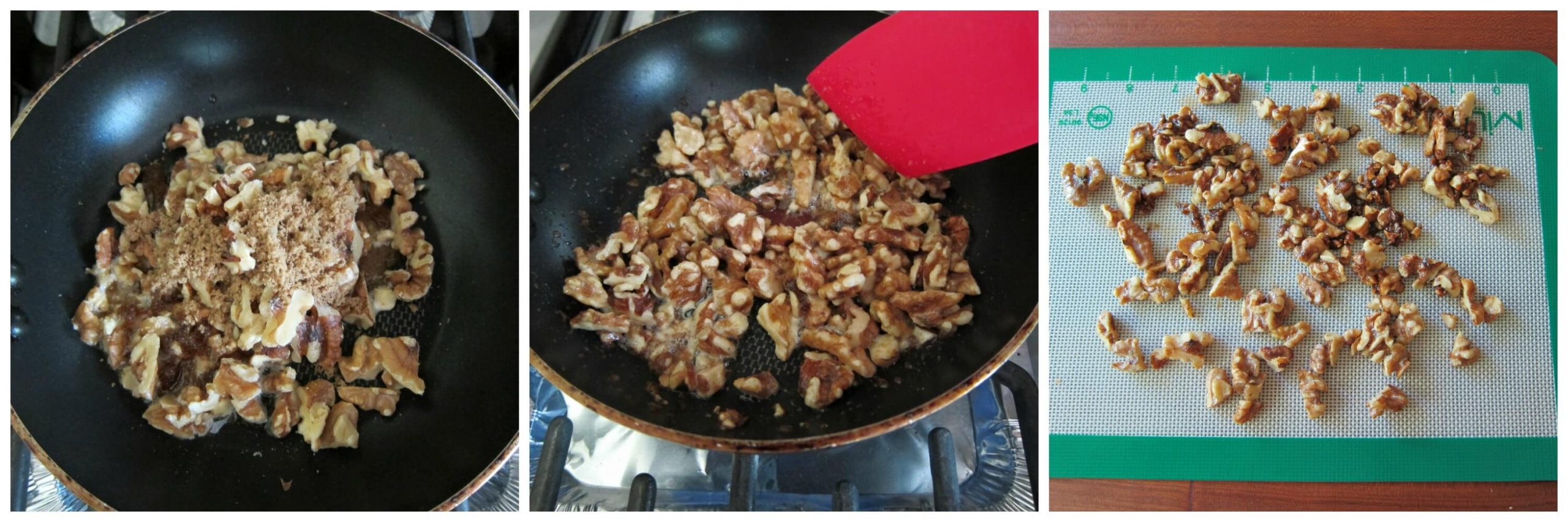 Instant Pot Beet Salad collage - walnuts in frying pan, saute, cool