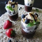 Instant Pot Brownies -3 mason jars of brownie with ice cream topped with blueberries, mint leaf