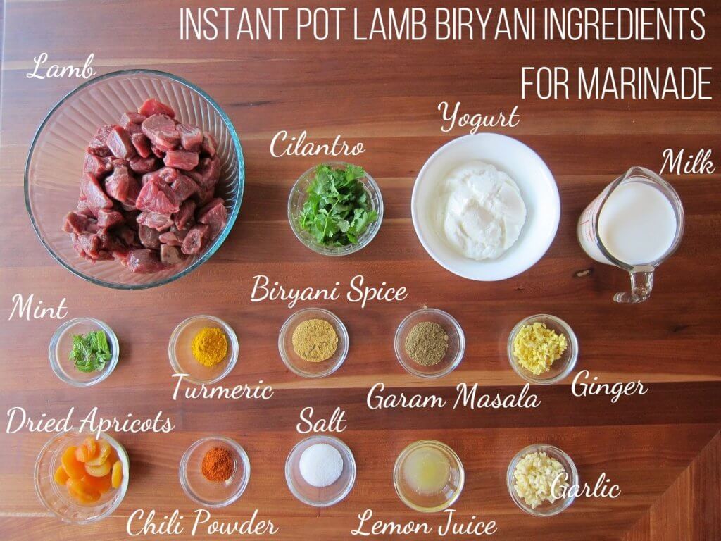 Instant Pot Biryani with Lamb Ingredients for marinade - Paint the Kitchen Red