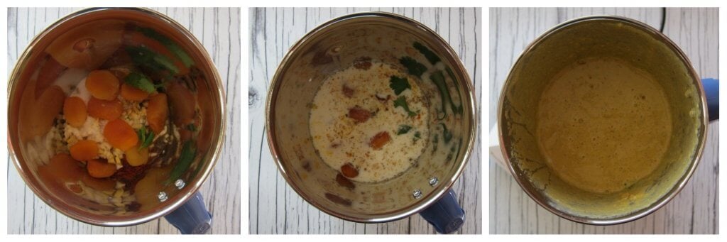 Instant Pot Biryani with Lamb Instructions collage - blend ingredients for lamb marinade - Paint the Kitchen Red