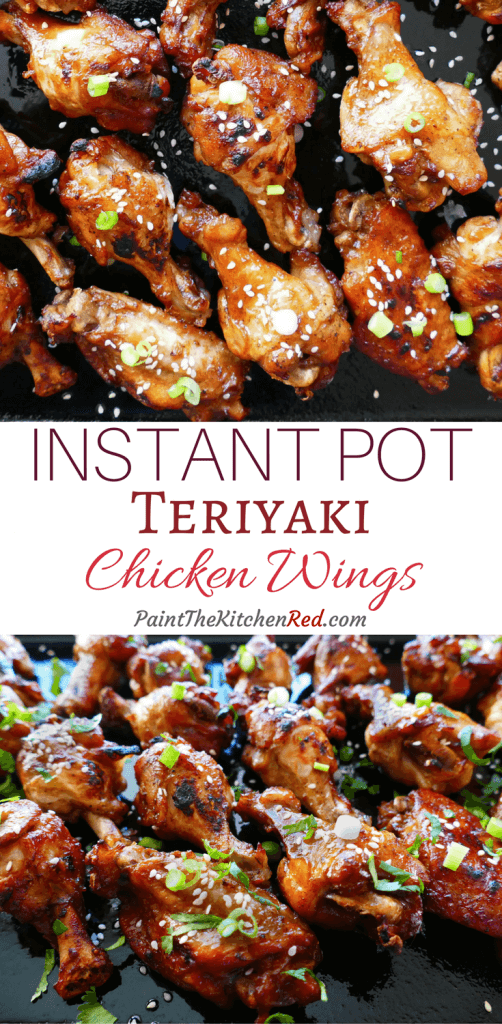  Instant Pot Teriyaki Wings make a finger-licking-good appetizer, and are perfect for a party.  This easy Instant Pot chicken wing recipe has delicious Asian flavors that will delight your guests and become a favorite. From Paint the Kitchen Red #instantpot #chickenwings #teriyaki