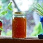 Instant Pot Seafood Stock in mason jar on a window sill