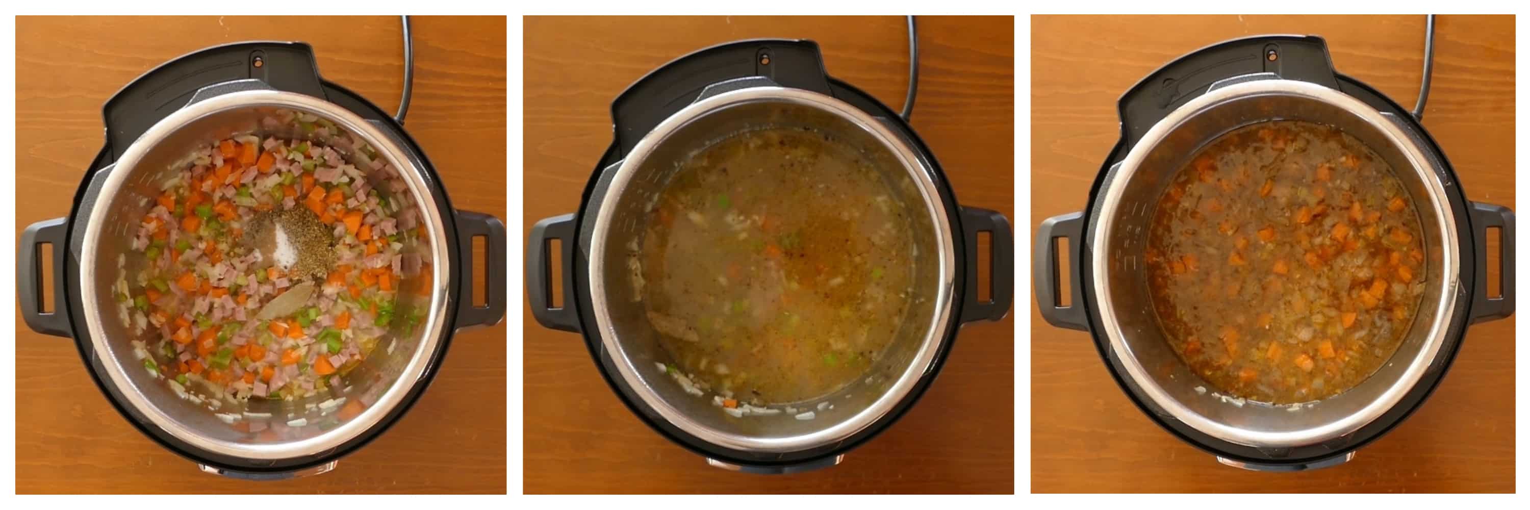 Instant Pot Italian Wedding Soup Instructions - spices, broth, stirred - Paint the Kitchen Red