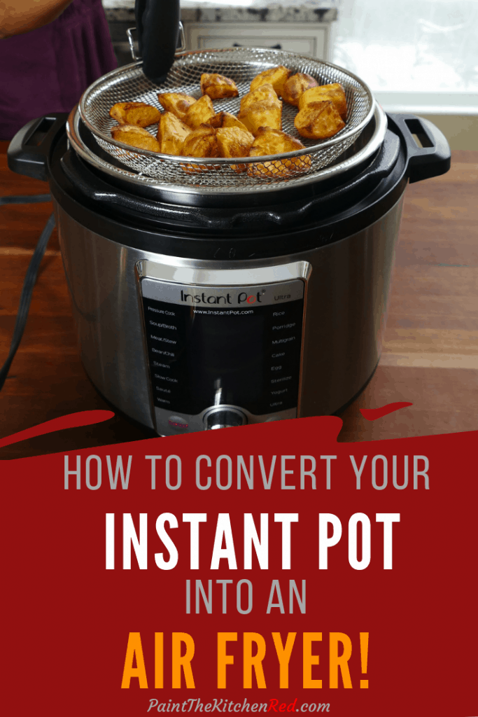 Mealthy CrispLid Pinterest Pin - mealthy basket with crisp potatoes on the Instant Pot Ultra