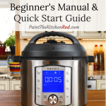 Instant Pot Duo Evo Plus on a countertop with title Beginners Quick Start Guide - Paint the Kitchen Red