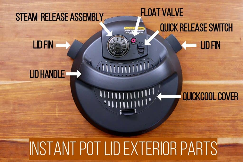 Instant Pot Duo Evo Plus lid exterior parts - lid handle, lid fin, steam release assembly, float valve, quick release switch, lid fin, quickcool cover - Paint the Kitchen Red