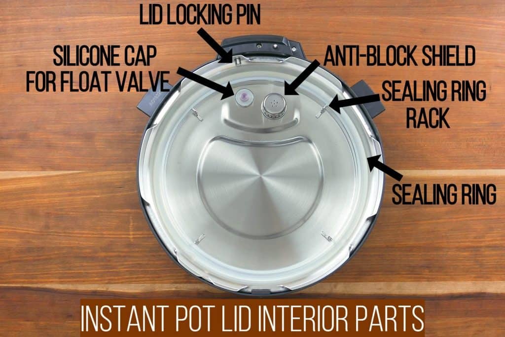 Instant Pot Duo Evo Plus lid interior parts - silicone cap for float valve, lid locking pin, anti block shield, sealing ring rack, sealing ring - Paint the Kitchen Red