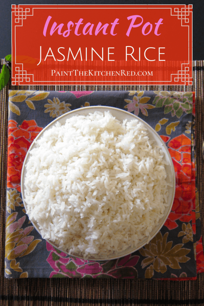 Instant Pot Jasmine Rice Pinterest - white bowl with rice - Paint the Kitchen Red