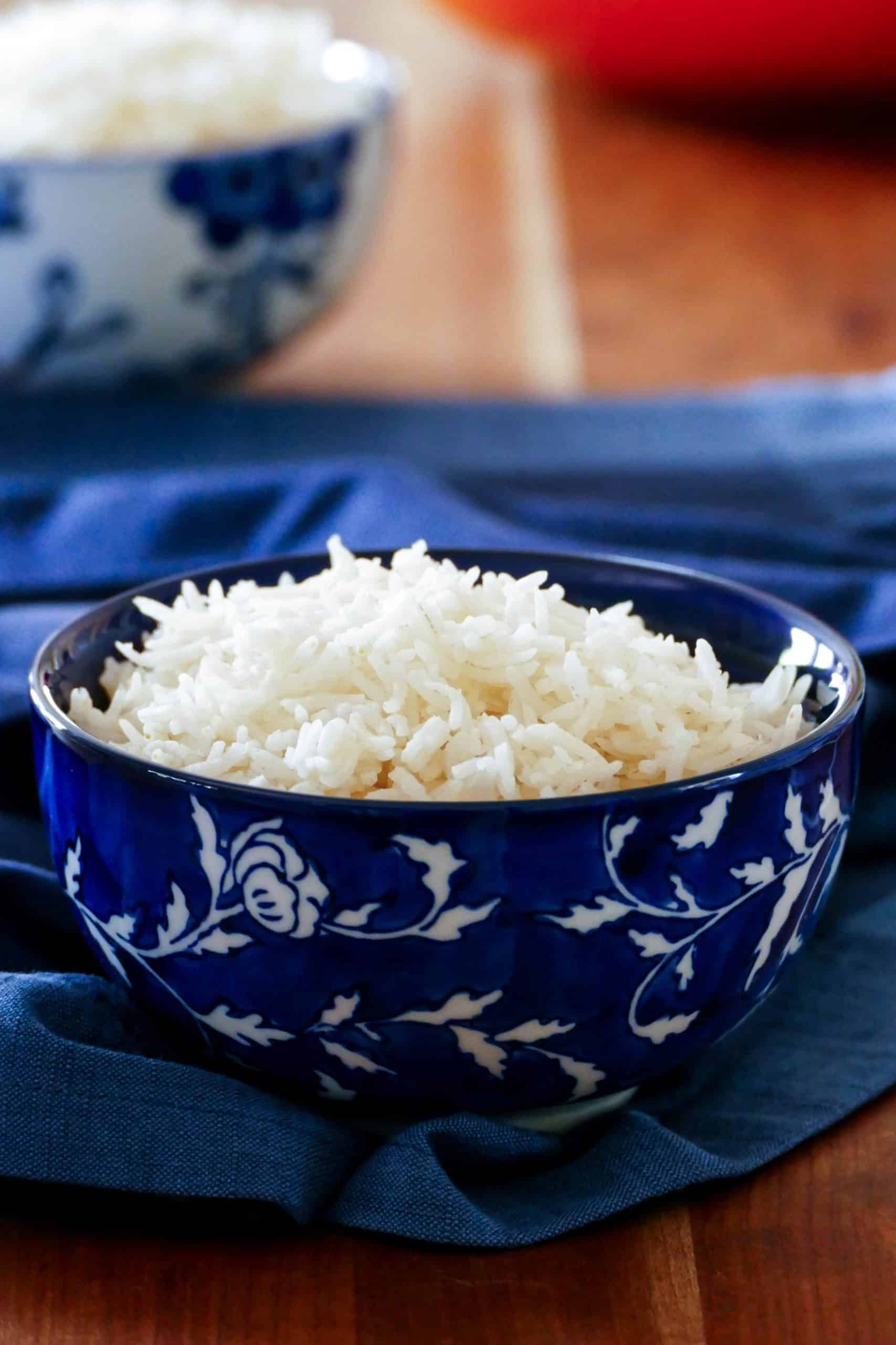 Instant Pot Rice using pot in pot method - two bowls of white rice