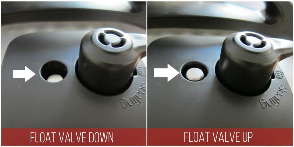 Instant Pot Duo float valve down and up collage