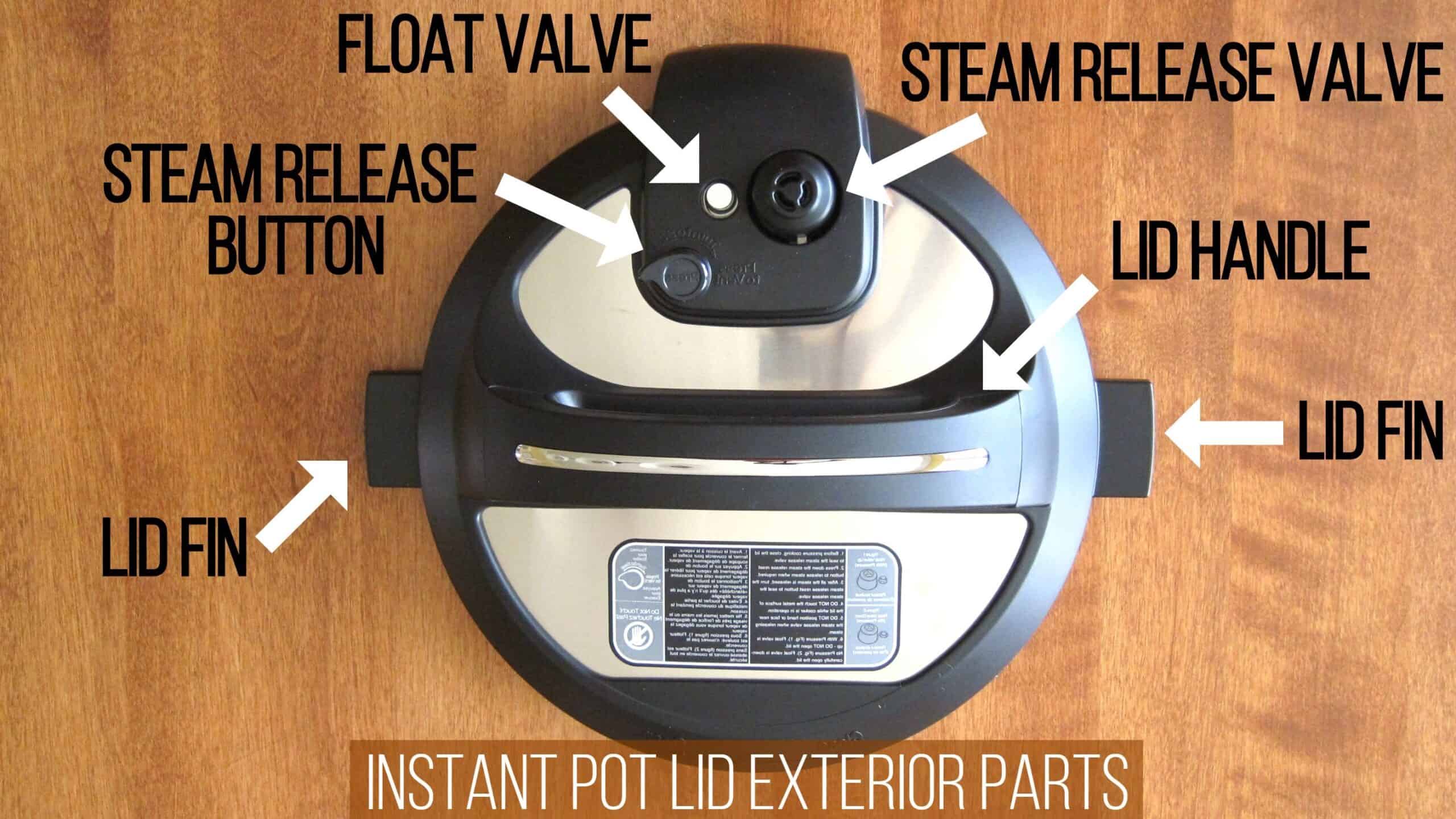 Instant Pot Duo lid exterior parts - lid fin, steam release button, float valve, steam release valve,lid handle, fin