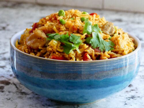 chicken and yellow rice in the instant pot