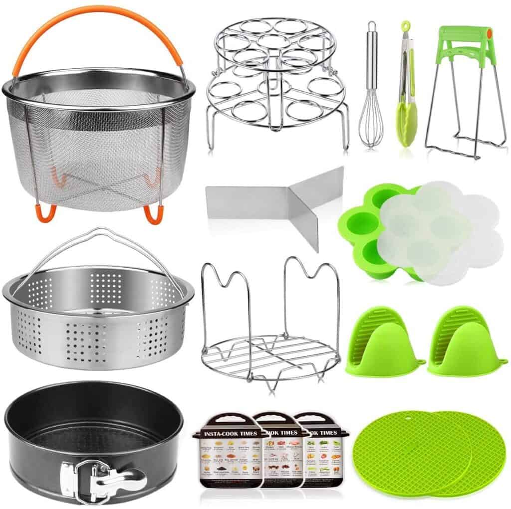 Accessories-Set-for-Insta-Pot, Accessory Compatible with Instant Pot 6 Qt 8  Quart, with Steamer Basket Cheesecake Pan Egg Steam Trivet Silicone Mold