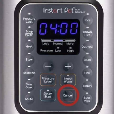 Instant Pot Duo Gourmet Display Panel Cancel circled