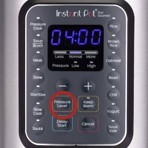 Instant Pot Duo Gourmet Display Panel Pressure Level circled