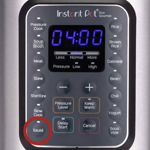 Instant Pot Duo Gourmet Display Panel Saute circled