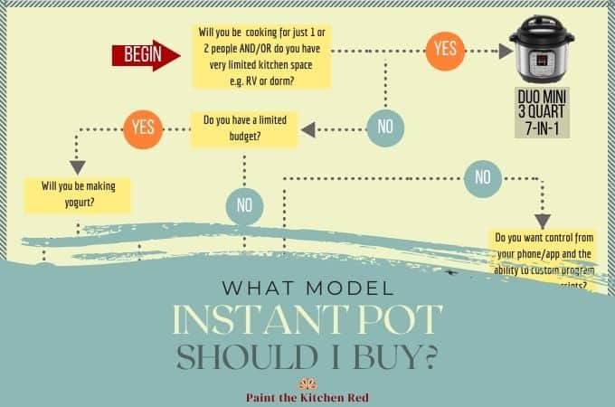 Flow chart with questions about which Instant Pot to buy