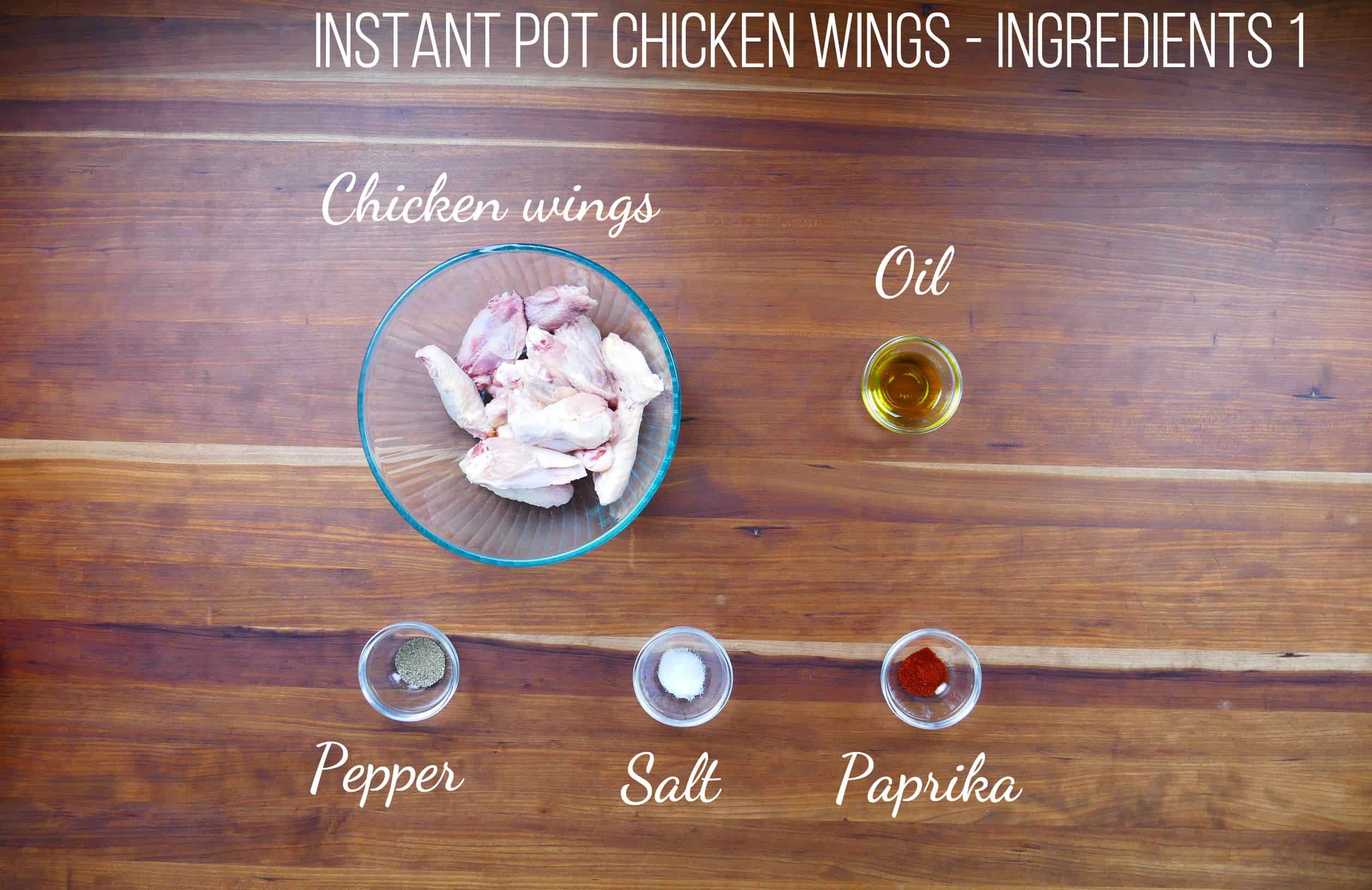 Air Fryer Chicken Wings Ingredients - chicken wings, oil, pepper, salt, paprika