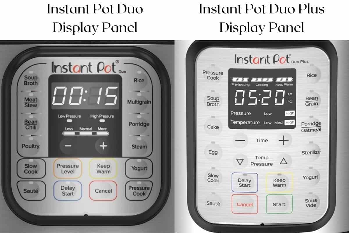 Instant Pot duo and duo plus display panels side by side