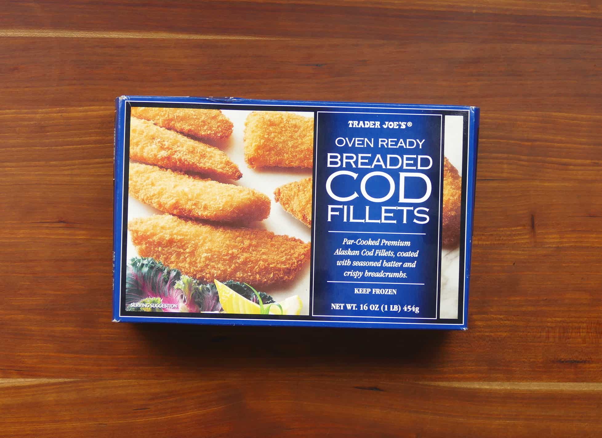 Trader Joe's oven ready breaded cod fillets in box