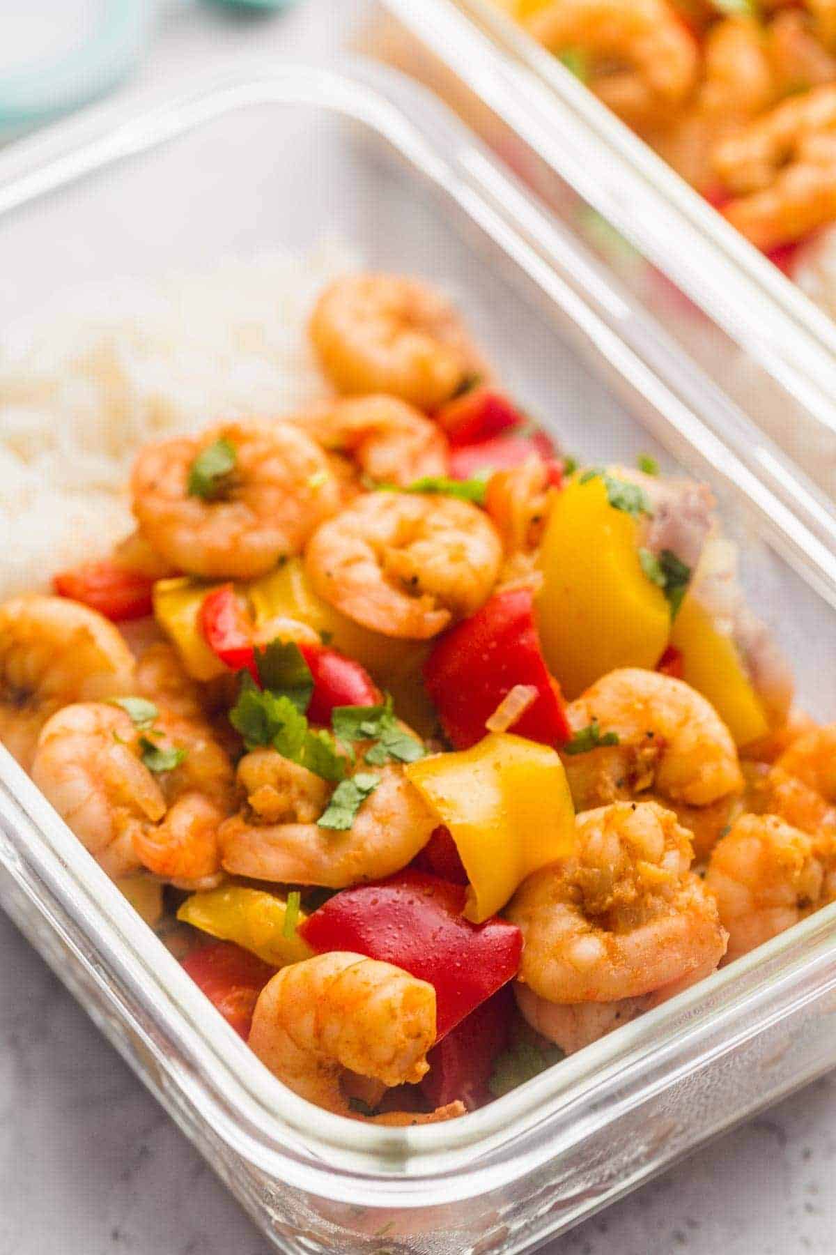 shrimp with spices and bell peppers