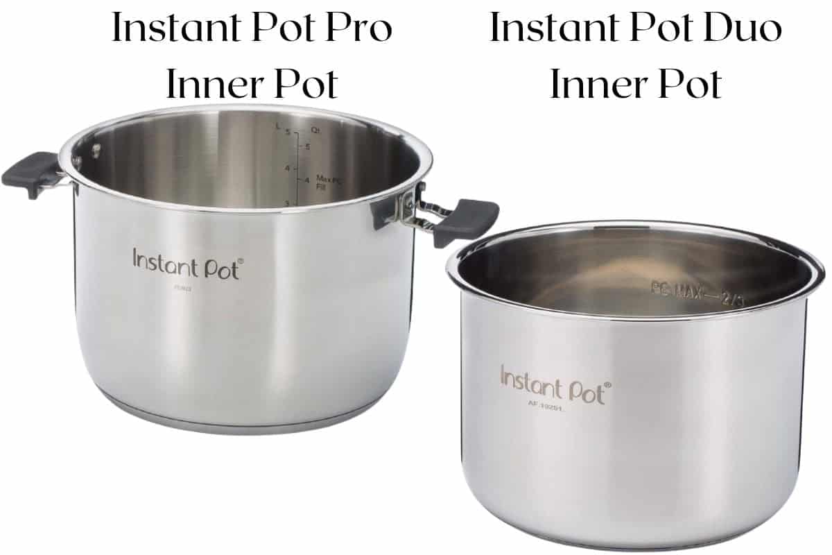 Instant Pot Pro and Duo inner pots side by side