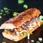 Banh mi Vietnamese sandwich with pickled carrots and daikon