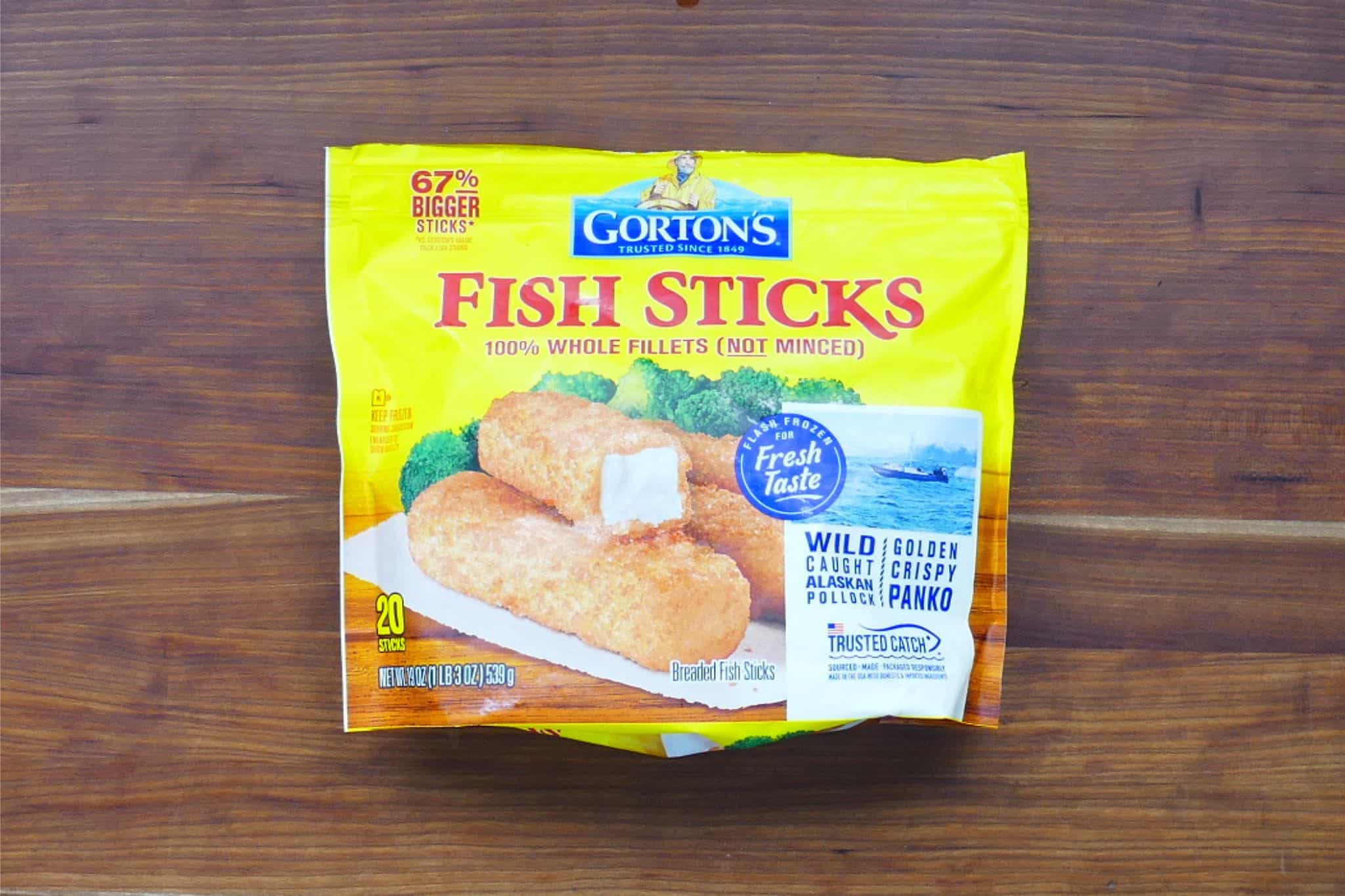 Gorton's fish sticks 100% whole fillets (not minced) in yellow bag