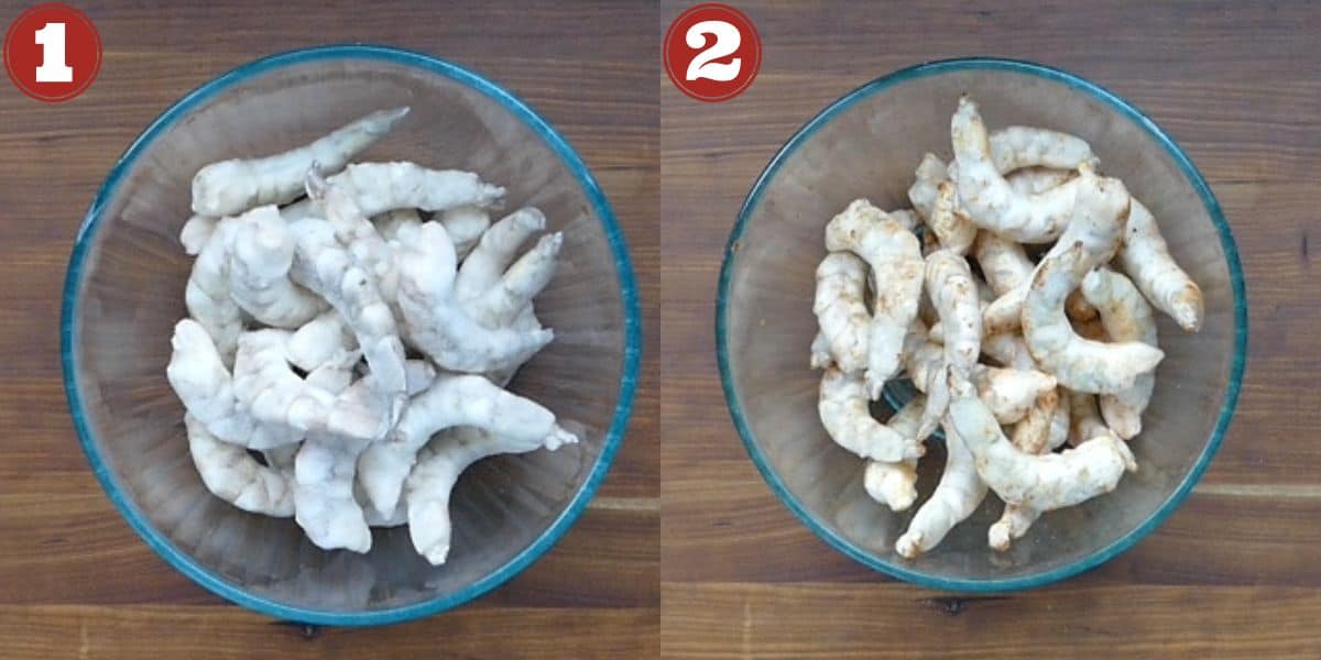 Air fryer frozen shrimp collage - frozen shrimp, frozen shrim.p with spices