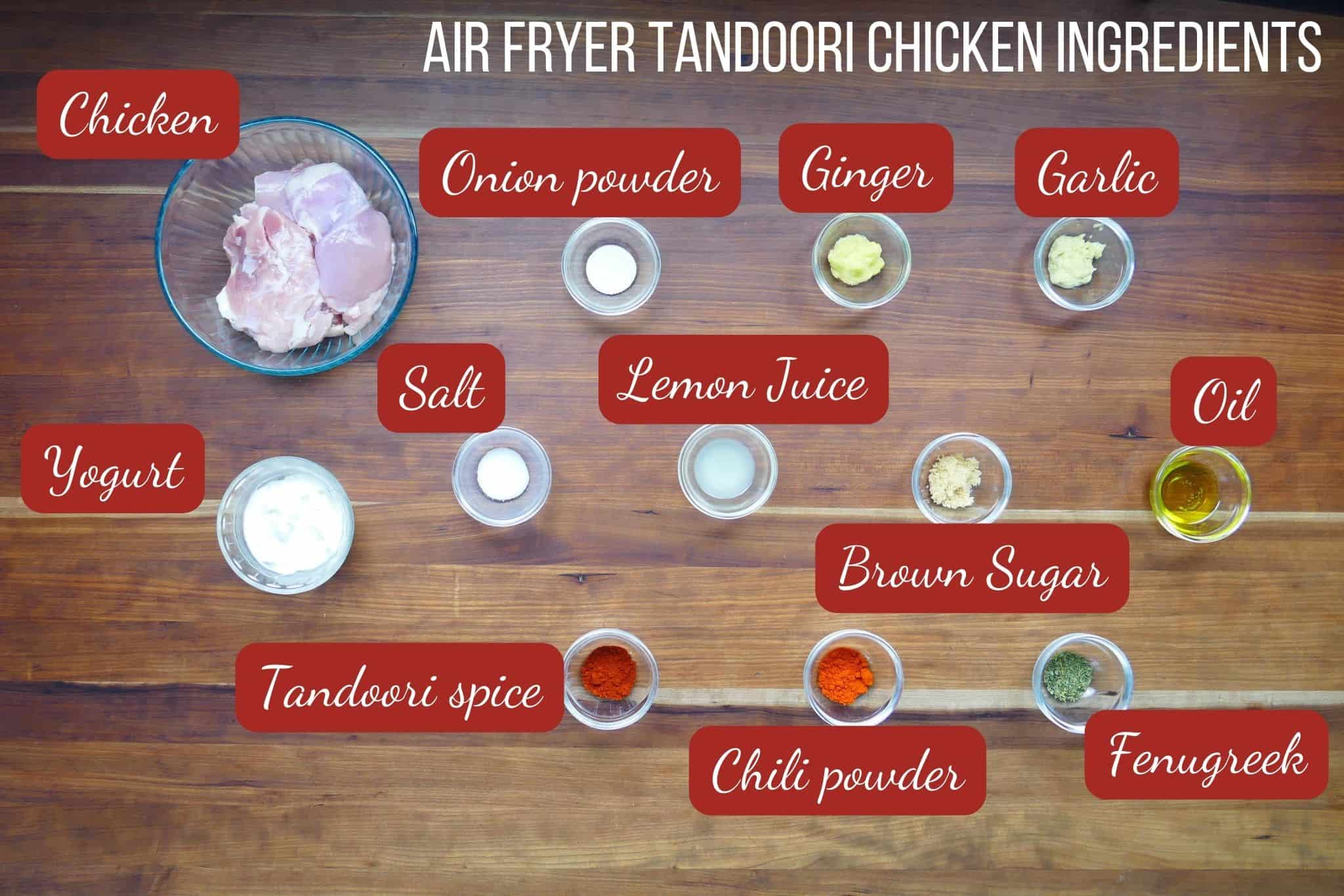 Air Fryer Tandoori Chicken Ingredients