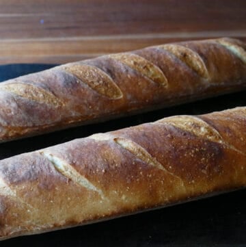 French baguette recipe - two french baguettes on a tray