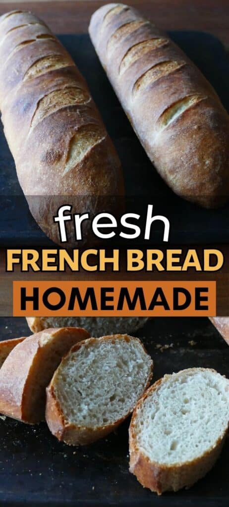 French baguette pin with two French breads and text 