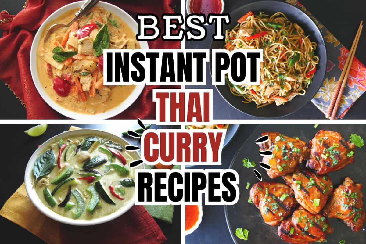 Collage of thai curries with text 