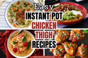 Instant Pot chicken thighs recipes with text 