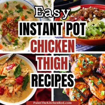 Instant Pot chicken thighs recipes with text "easy instant pot chicken thigh recieps".