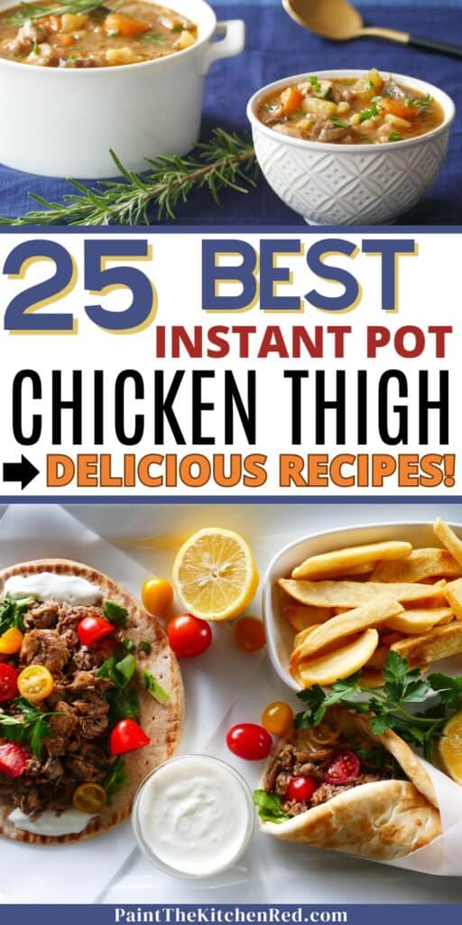 Instant Pot chicken thigh recipes with text 