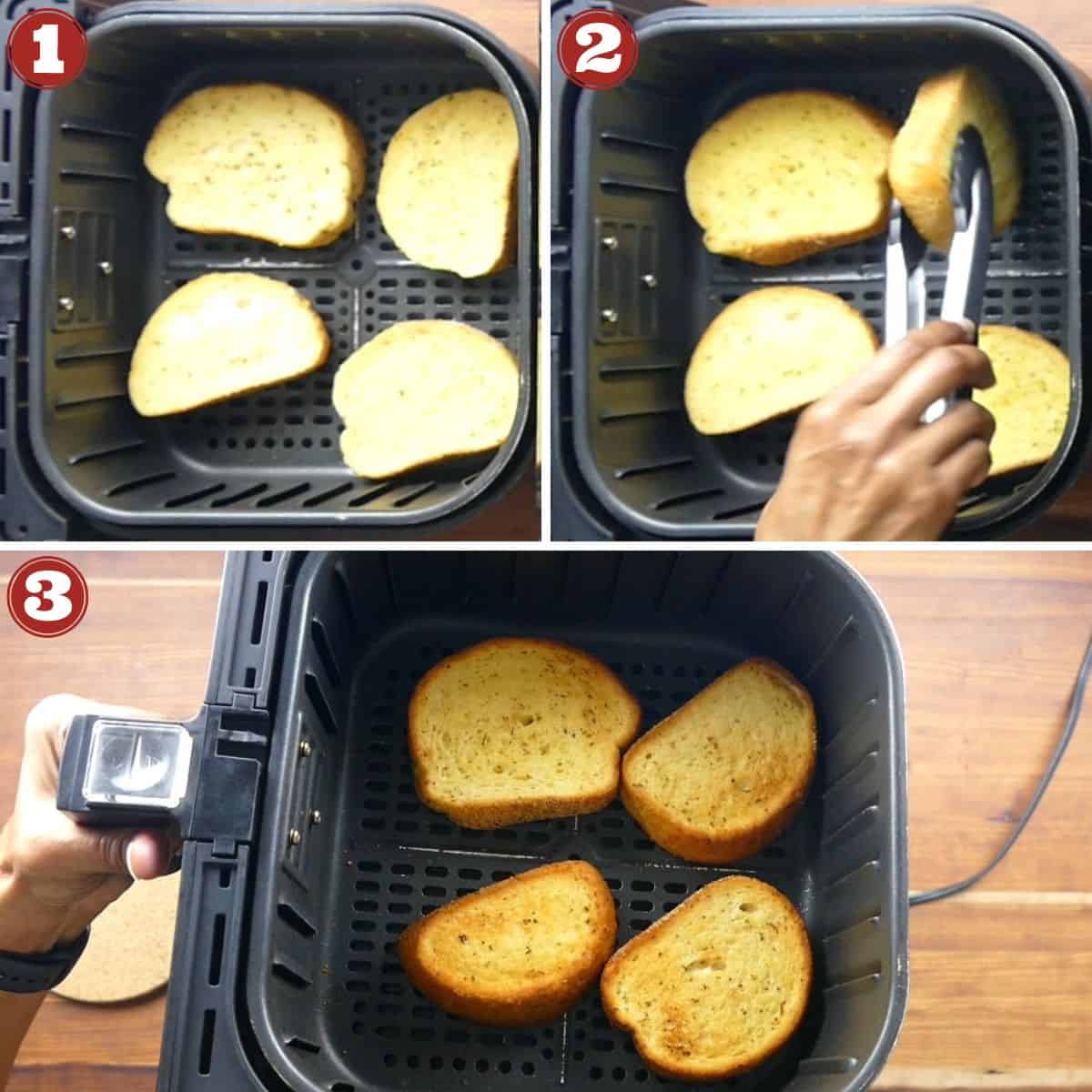 Air Fryer Frozen Texas Toast Instructions collage