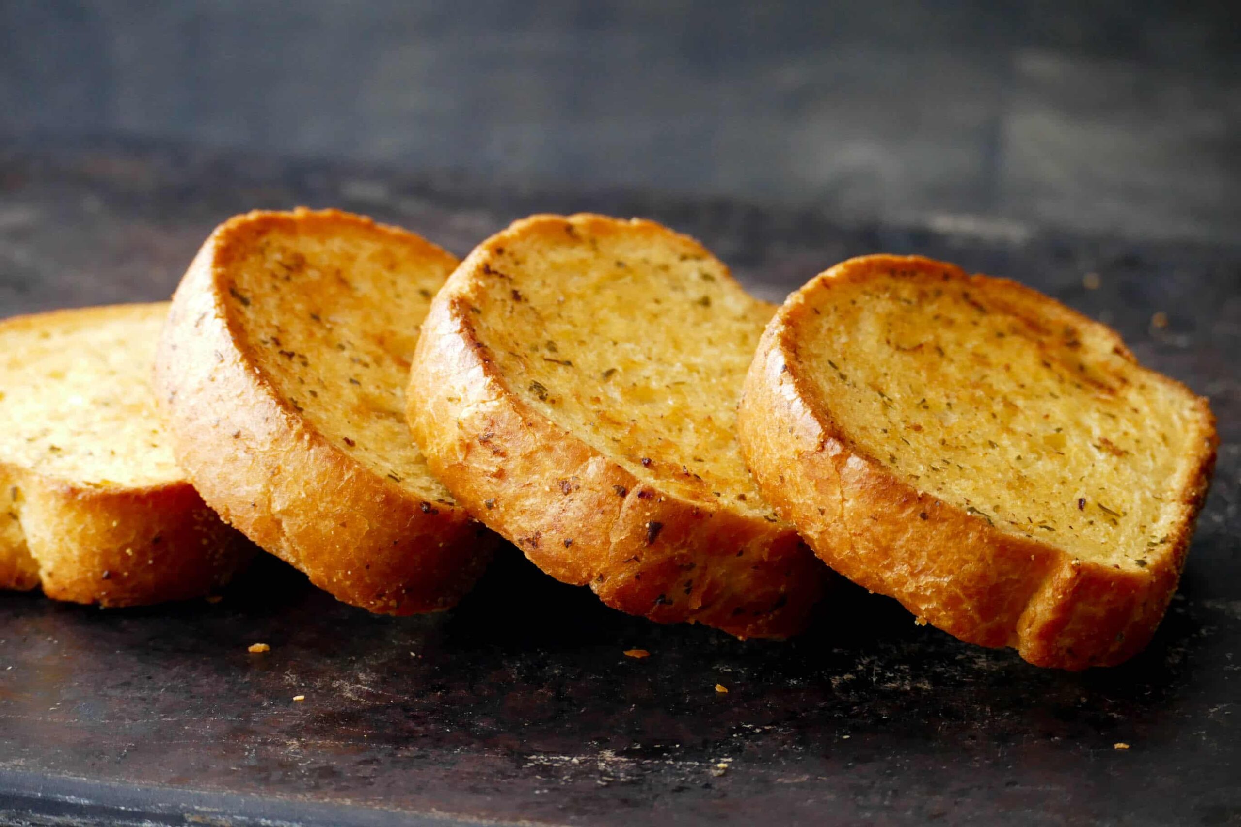 Air Fryer Frozen Texas Toast pieces stacked.