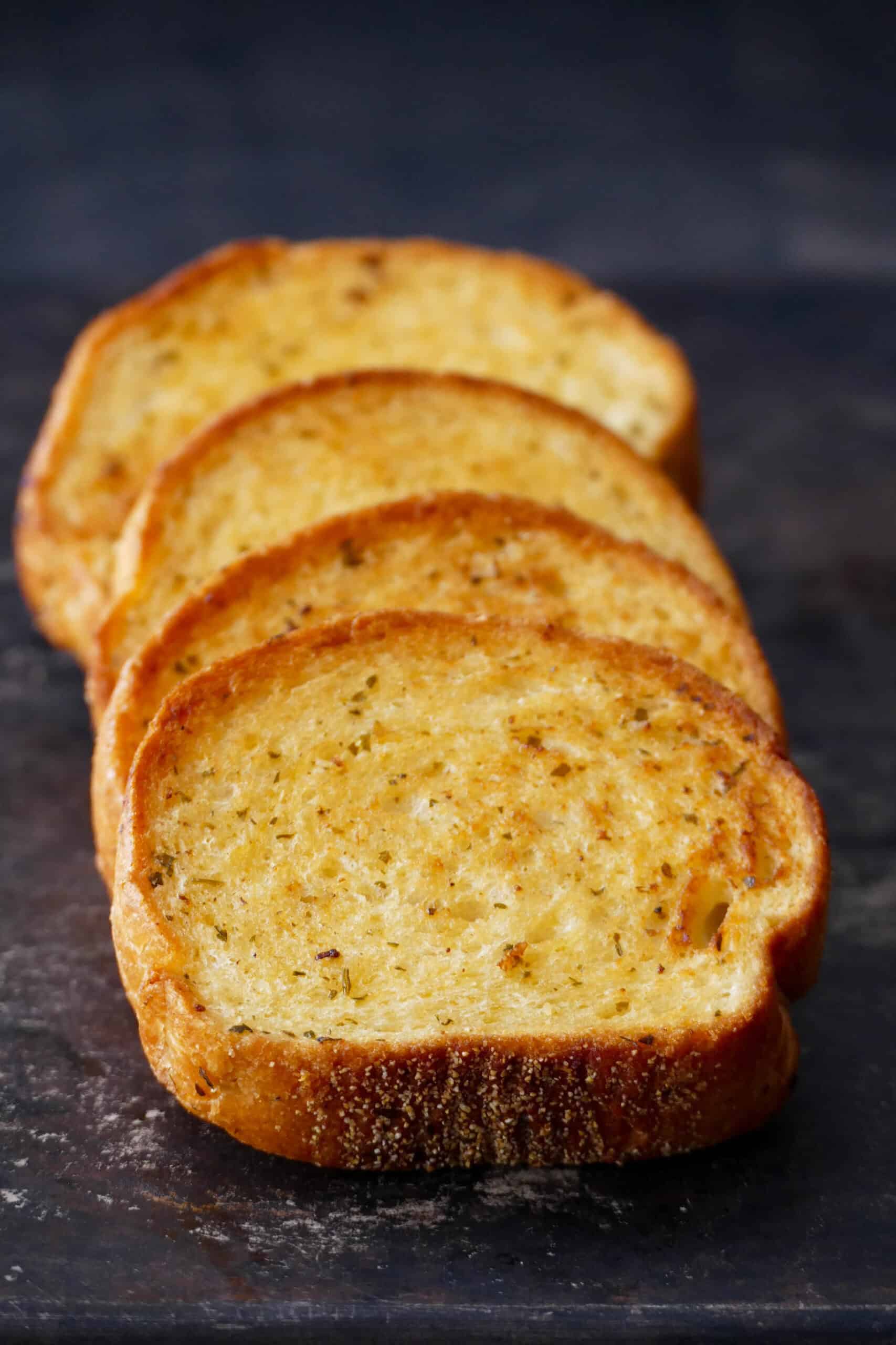 Air Fryer Frozen Texas Toast pieces stacked.