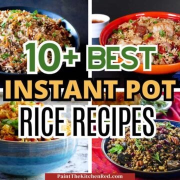 collage of instant pot rice recipes with text "10+ best instant pot rice recipes".