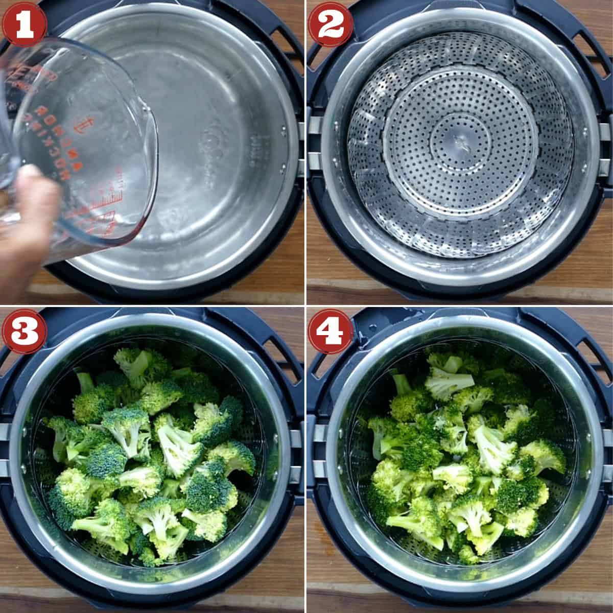 Instant Pot broccoli stages of cooking