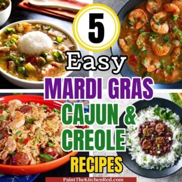 Instant Pot Cajun Recipes with collage of gumbo, etouffee, jambalaya and red beans and rice