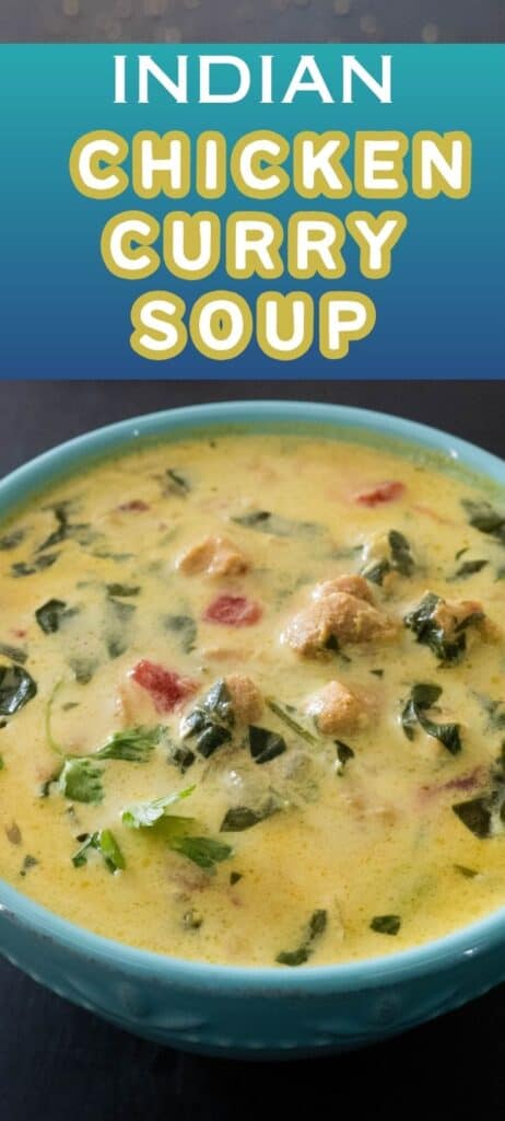Indian chicken curry soup pin