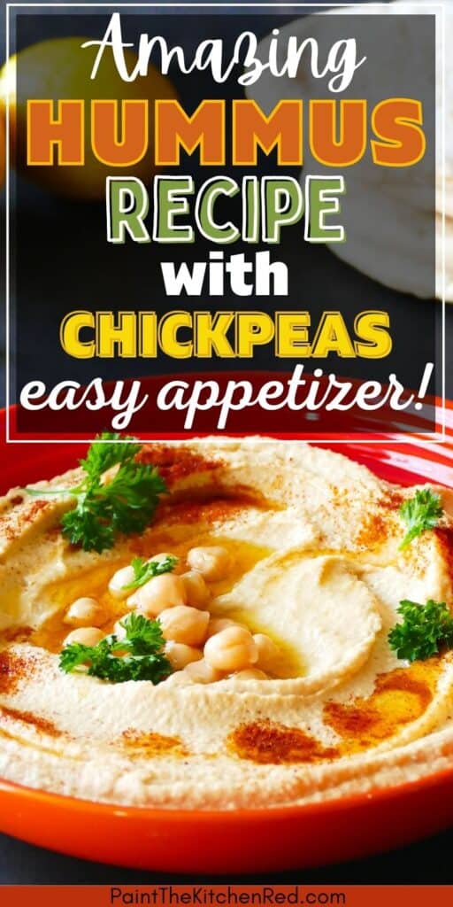 Lebanese Hummus recipe in bowl with textamazing hummus recipe with chickpeas easy appetizer.